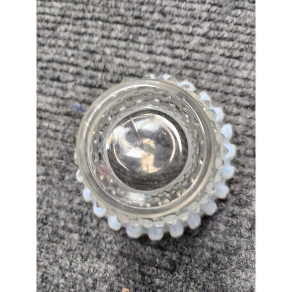 Vintage Fenton White French Opalescent Glass Hobnail Bowl Round Ruffle Edge - Picture 5 of 8